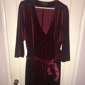 Eloquii Burgundy Velvet Wrap Dress, Size 18